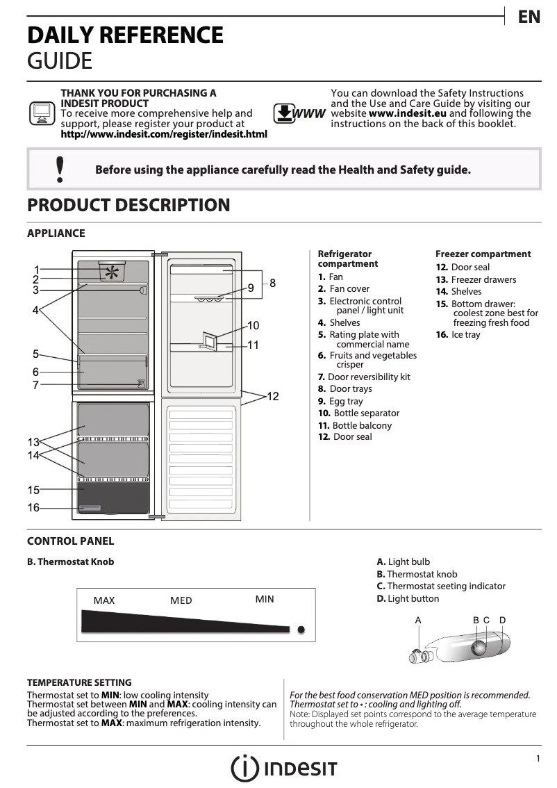 Page 1 de la notice Manuel utilisateur Indesit LR8 S1 F S