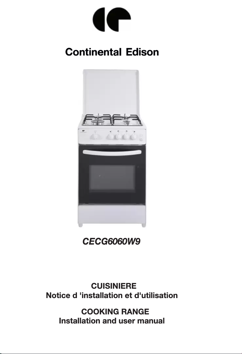 Page 1 de la notice Manuel utilisateur Continental Edison CECG6060W9