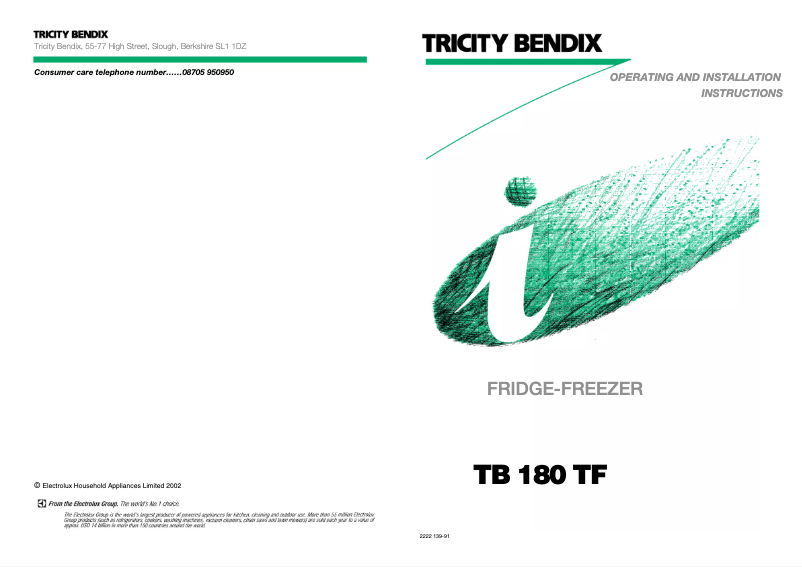 Page n°1 - Manuel utilisateur Tricity Bendix TB180TF