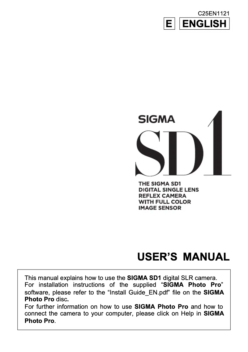 Page 1 de la notice Mode d'emploi Sigma SD1