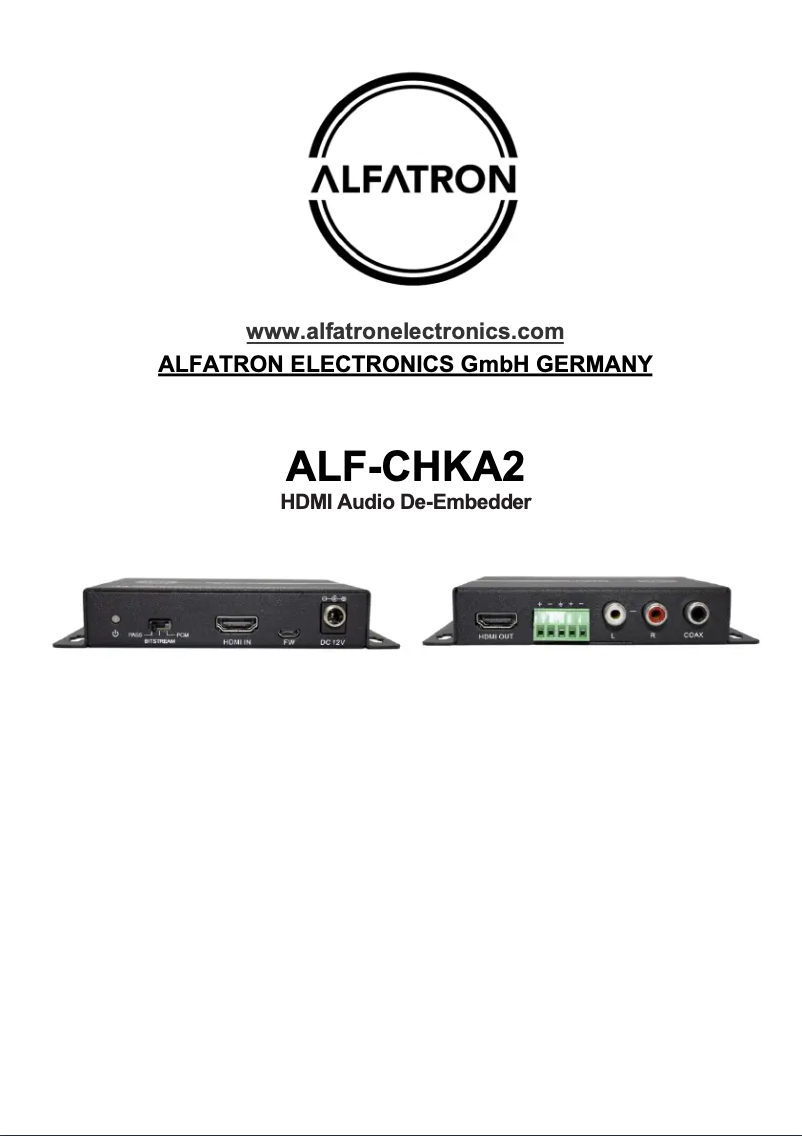 Image de la première page du manuel de l'appareil ALF-CHKA2