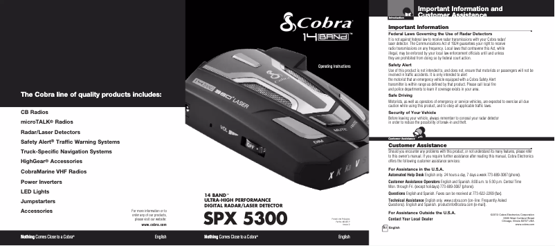 Page 1 de la notice Manuel utilisateur Cobra SPX 5300