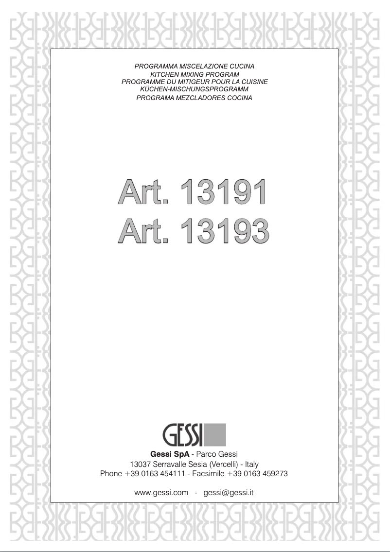 Page n°1 - Manuel utilisateur Gessi 13193