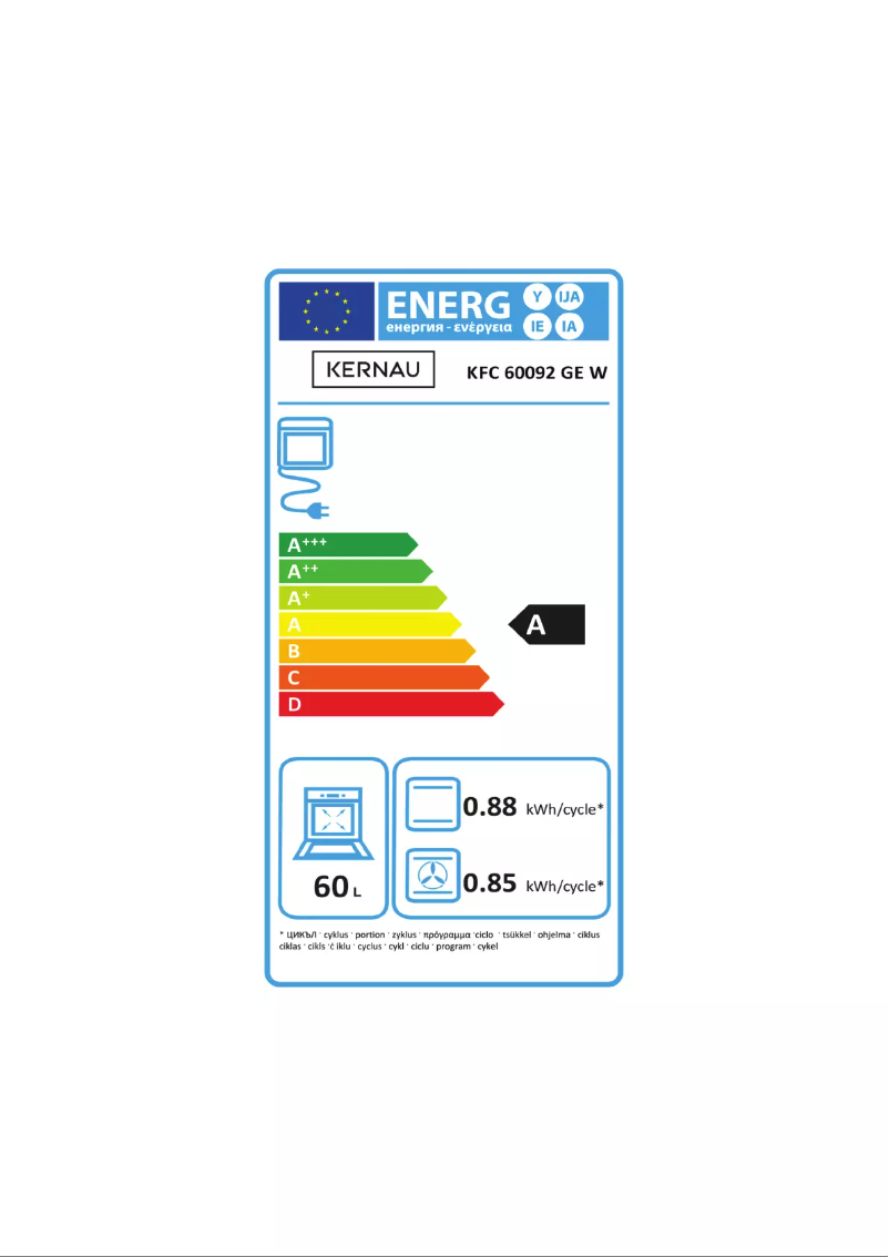 Page n°1 - Label énergétique Kernau KFC 60092 GE W