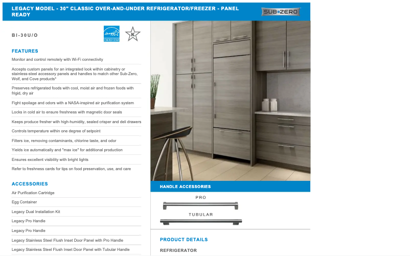 Page 1 de la notice Manuel utilisateur Sub-Zero BI-30U/O