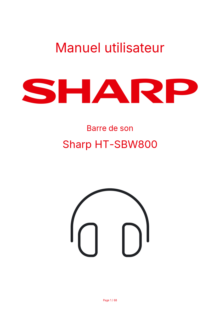 Image de la première page du manuel de l'appareil HT-SBW800