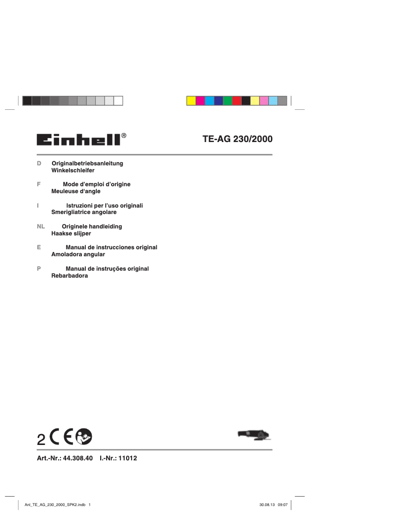 Page 1 de la notice Manuel utilisateur Einhell TE-AG 230/2000