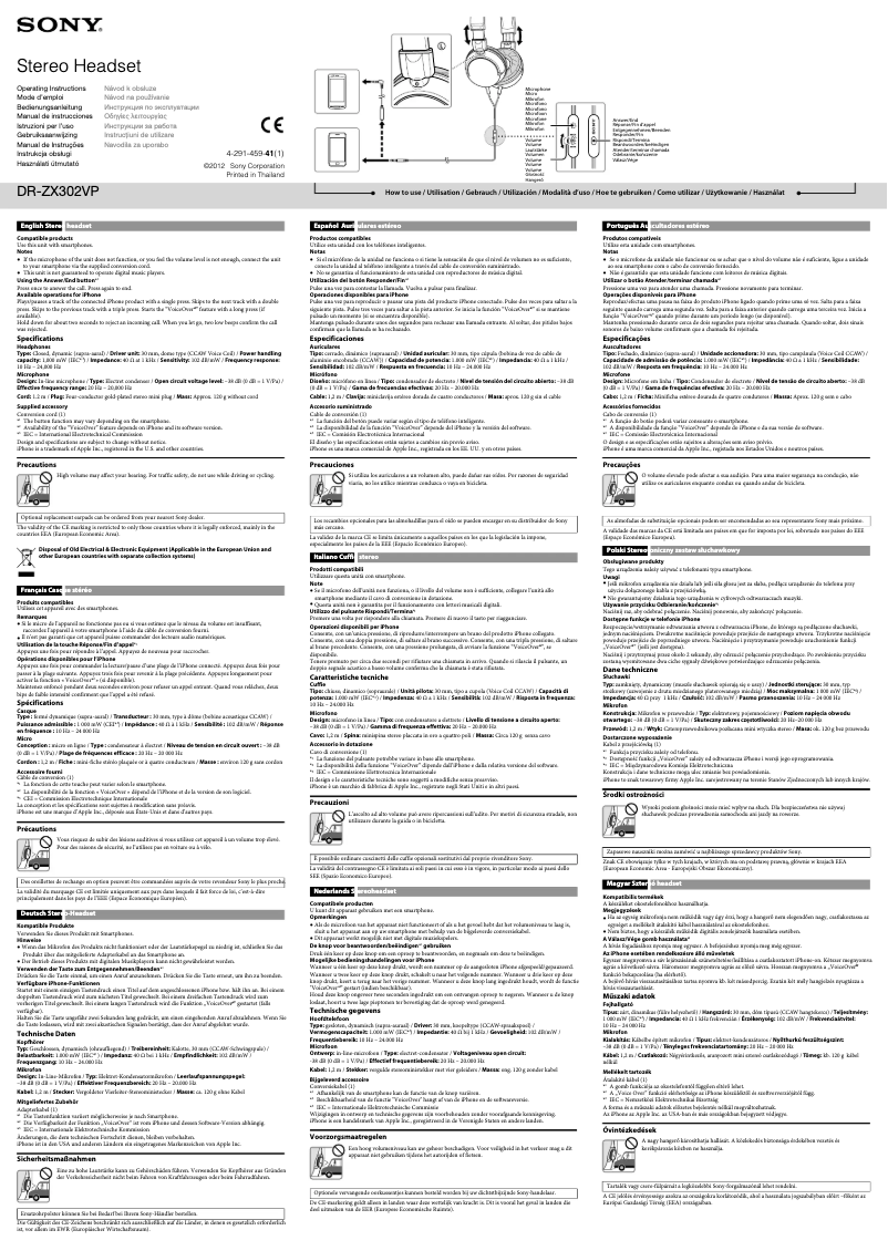 Page 1 de la notice Manuel utilisateur Sony DRZX302VPL