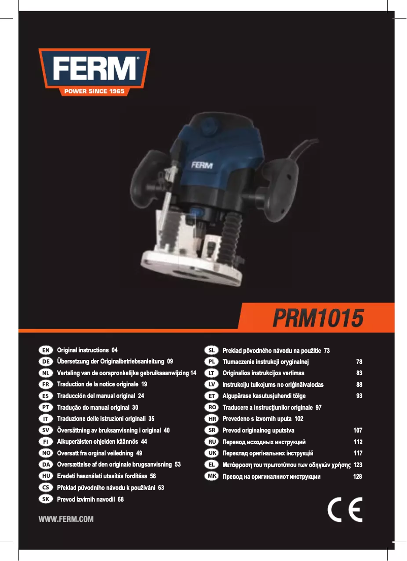 Page 1 de la notice Manuel utilisateur Ferm PRM1015