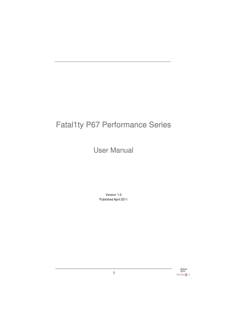 Page 1 of the manual User Manual Asrock P67 Performance
