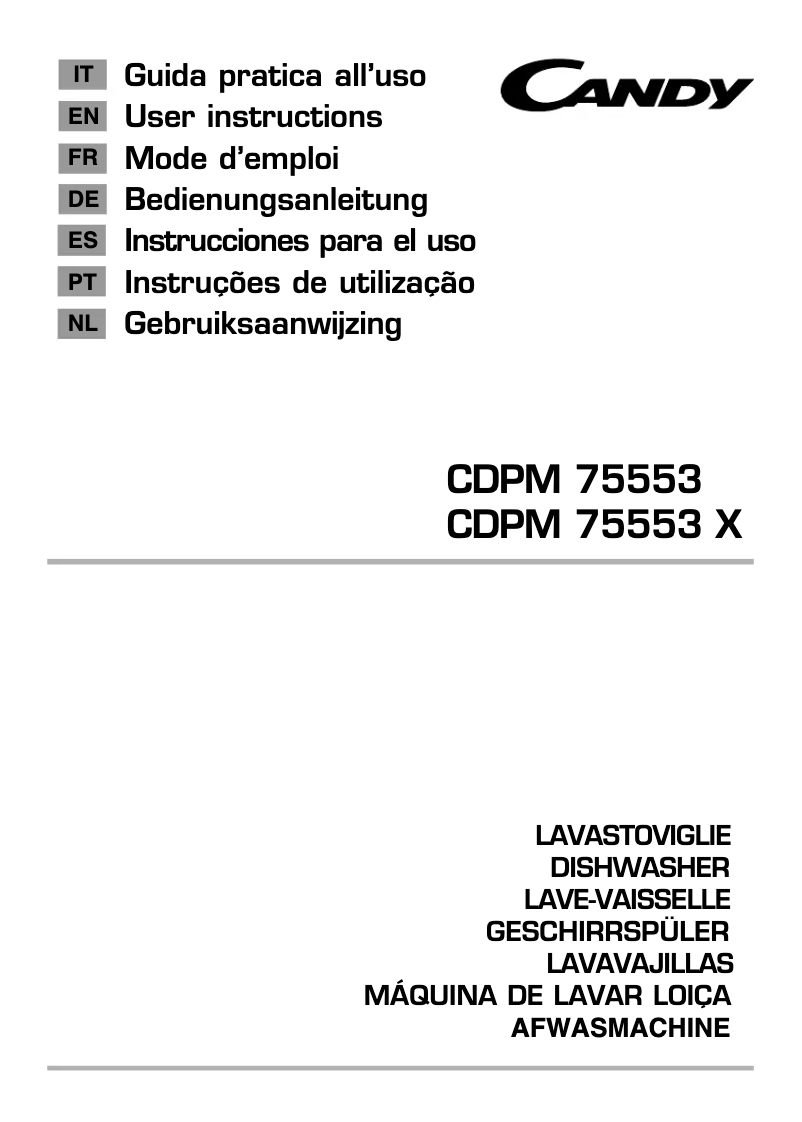 Page n°1 - Manuel utilisateur Candy CDPM 75553 X