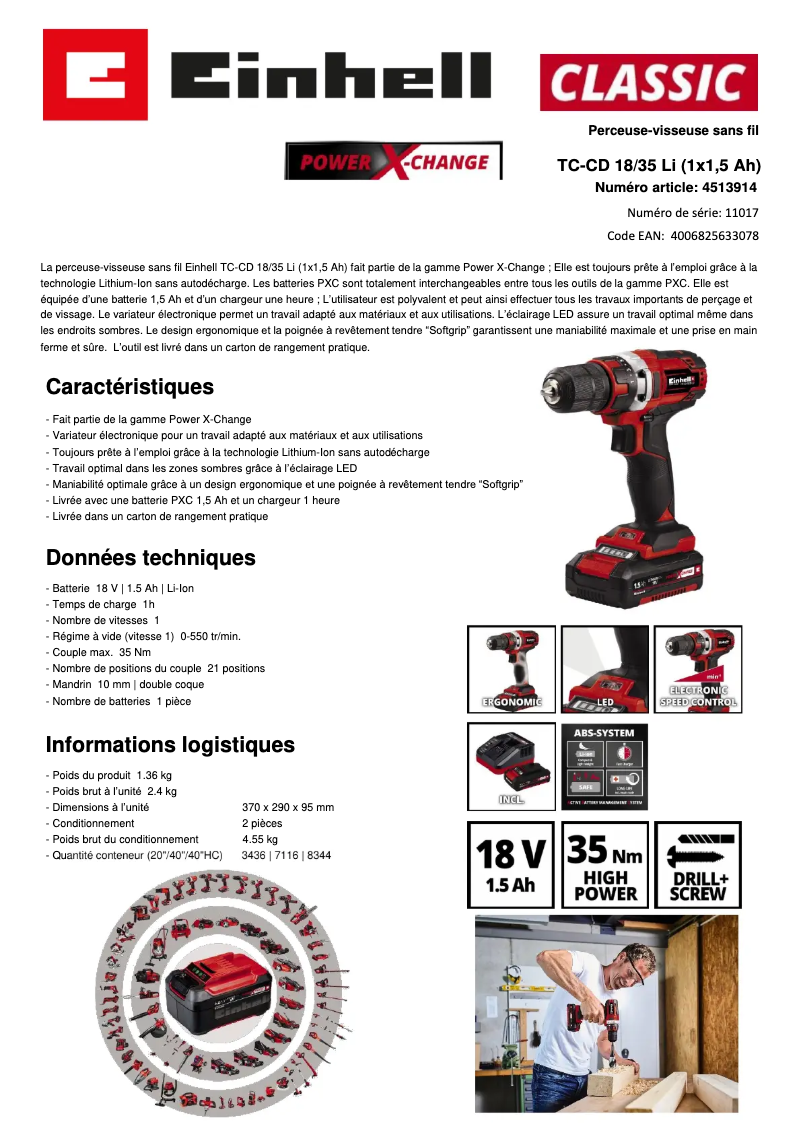 Image de la première page du manuel de l'appareil TC-CD 18/35 Li