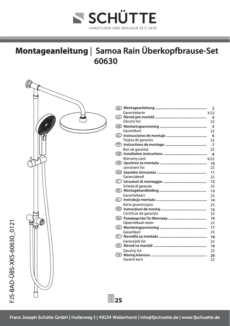Página 1 del manual Manual de usuario Schütte Samoa Rain 60630