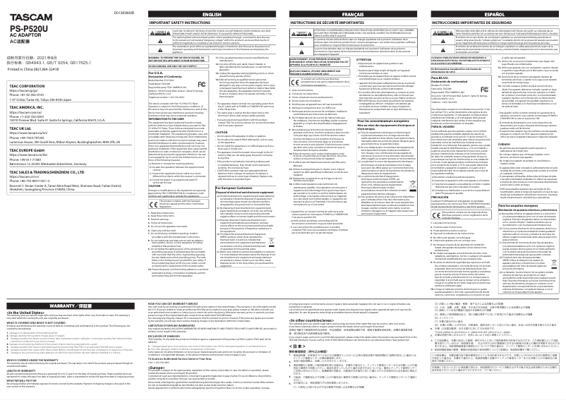 Image de la première page du manuel de l'appareil PS-P520U