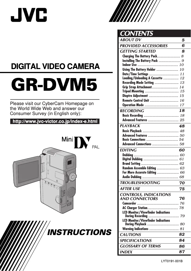 Page n°1 - Manuel utilisateur JVC GR-DVM5