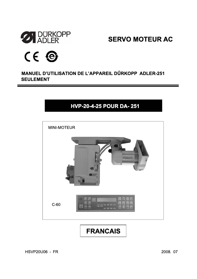 Page n°1 - Manuel utilisateur Dürkopp Adler 251