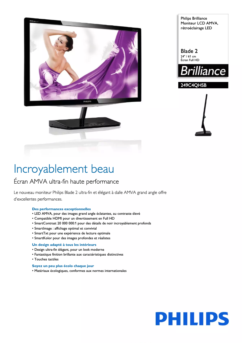 Image de la première page du manuel de l'appareil Brilliance 249C4QHSB