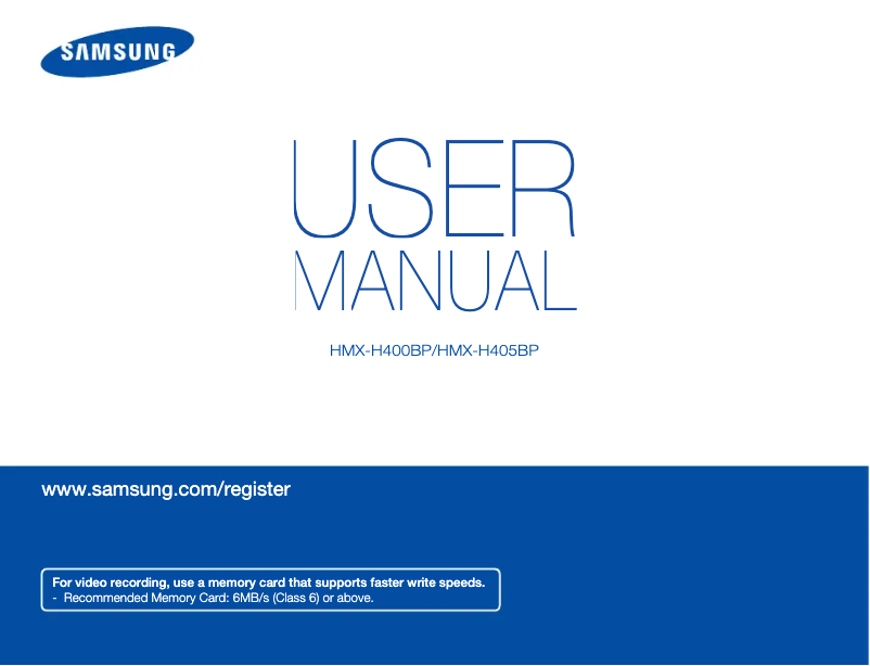 Page 1 de la notice Manuel utilisateur Samsung HMX-H400