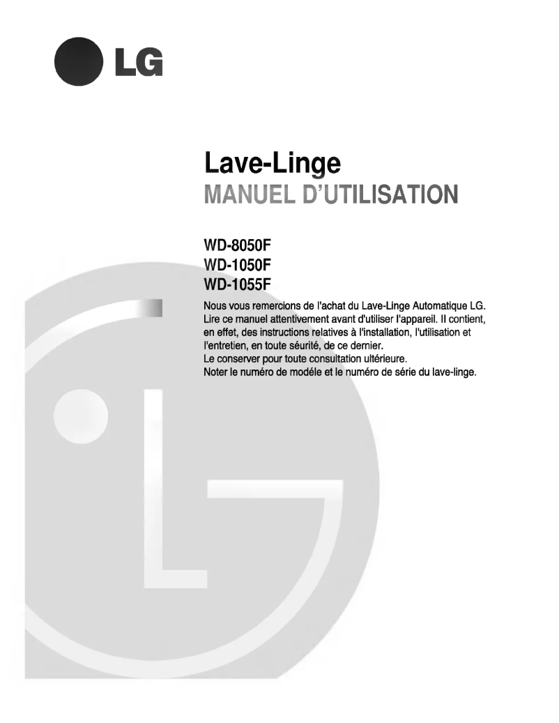 Page n°1 - Manuel utilisateur LG WD-1050F
