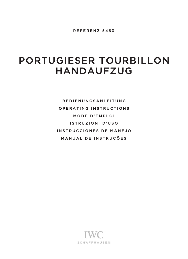 Page 1 de la notice Manuel utilisateur IWC Portuguese Tourbillon 5463