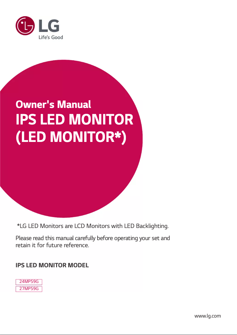 Page n°1 - Manuel utilisateur LG 27MP59G