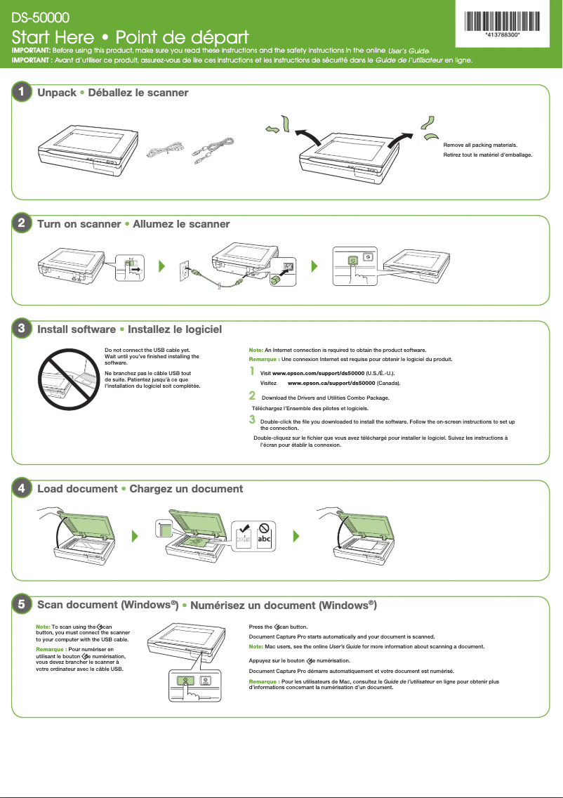 Page n°1 - Guide d'installation Epson WorkForce DS-50000
