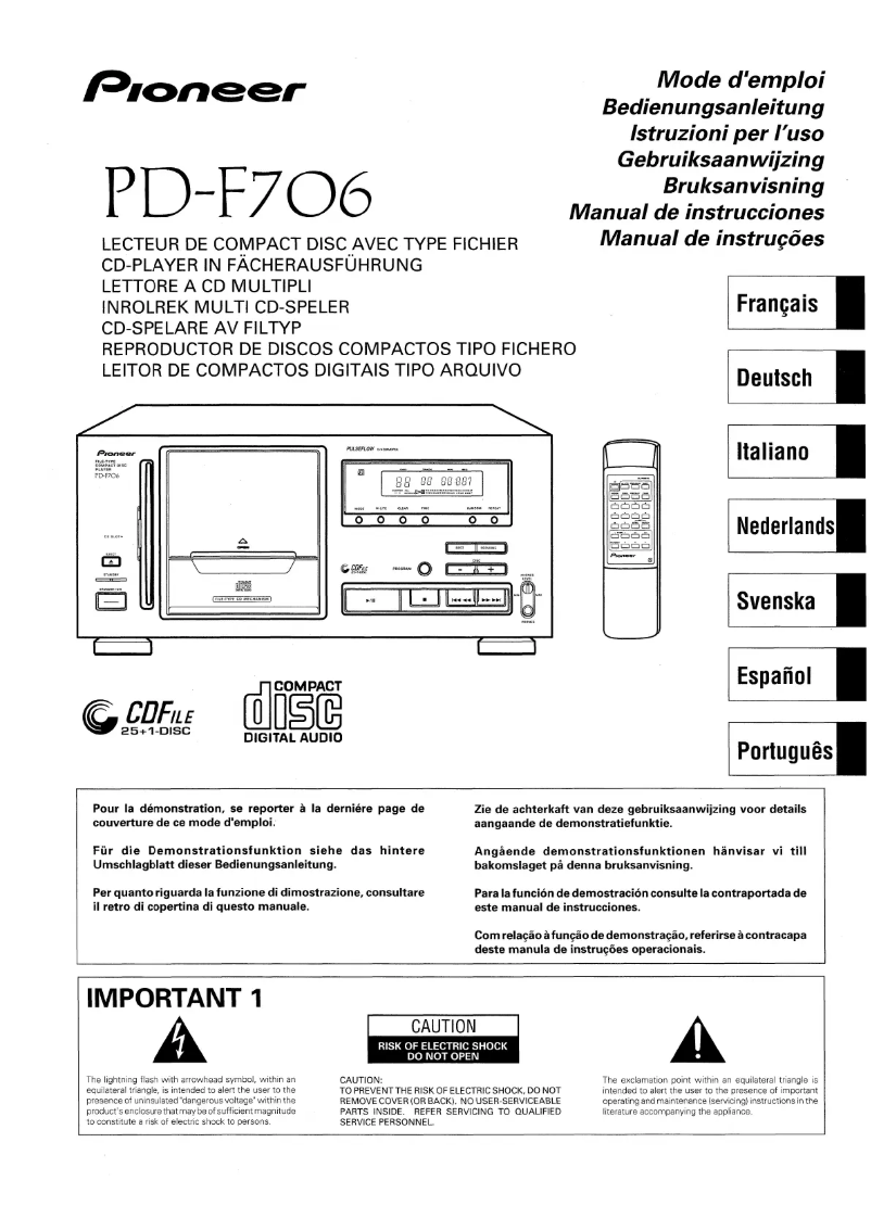 Image de la première page du manuel de l'appareil PD-F706