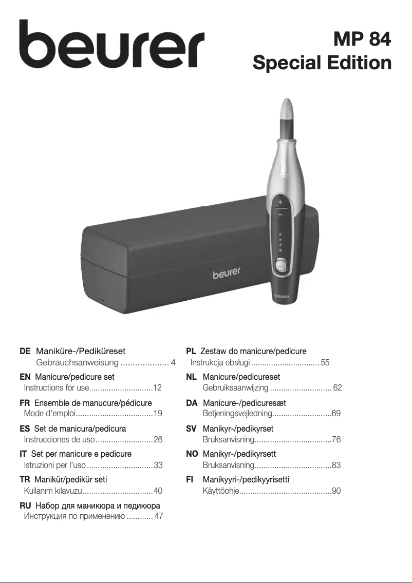 Page 1 de la notice Manuel utilisateur Beurer MP 84