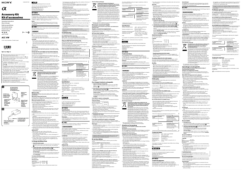 Page 1 de la notice Manuel utilisateur Sony ACC-VW