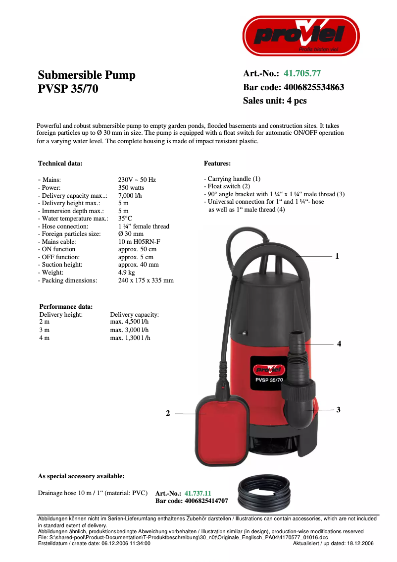 Página 1 del manual Manual de usuario Proviel PVSP 35/70