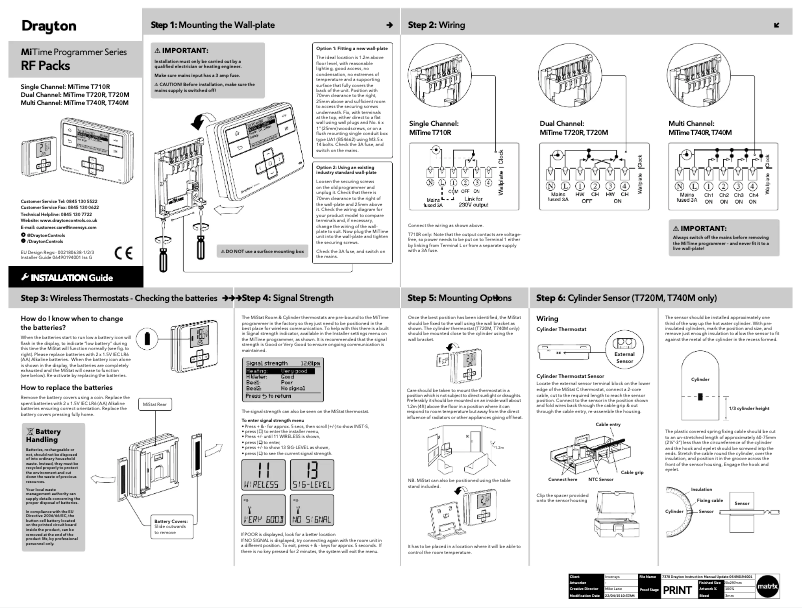 Page 1 de la notice Manuel utilisateur Drayton MiTime T740R
