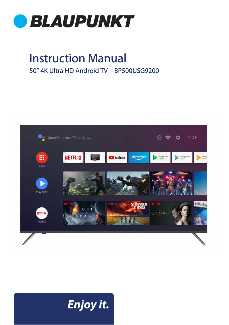 Page 1 de la notice Manuel utilisateur Blaupunkt BP500USG9200