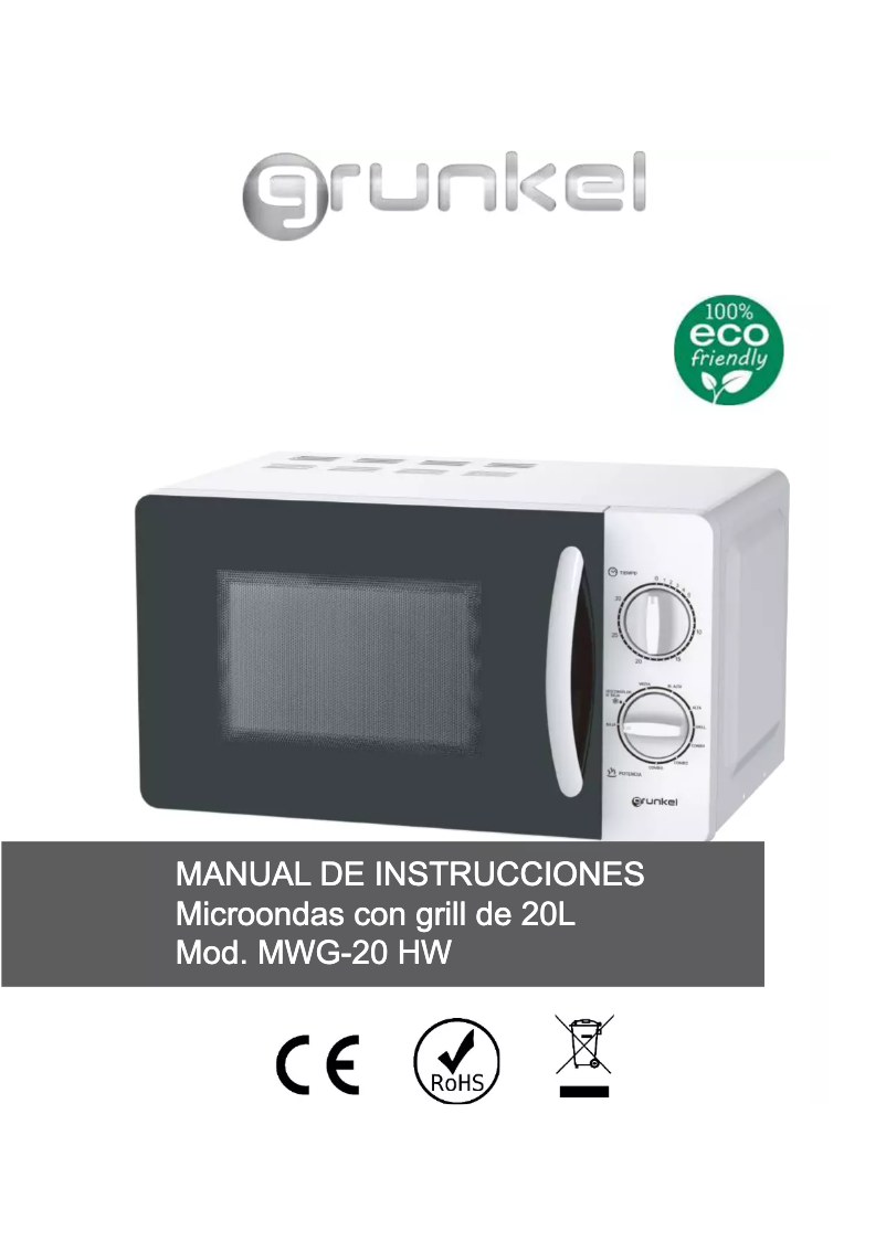 Page 1 de la notice Manuel utilisateur Grunkel MWG-20 HW