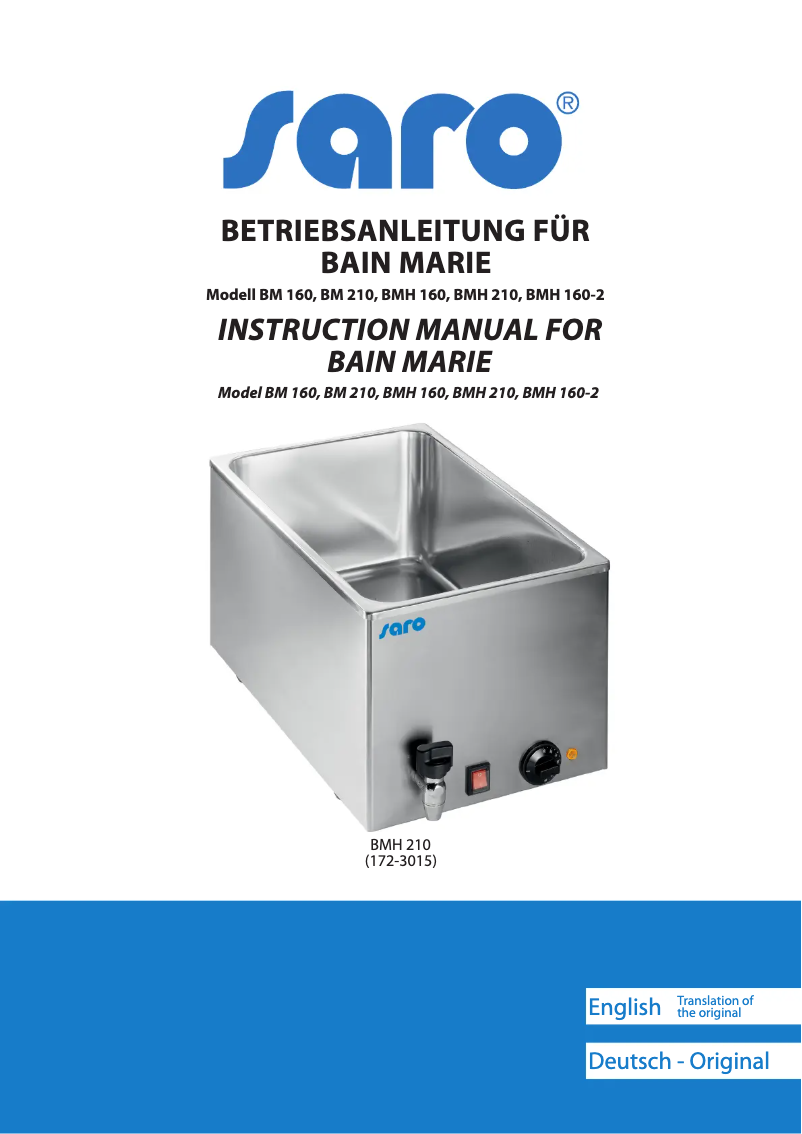 Page n°1 - Manuel utilisateur Saro BM 210