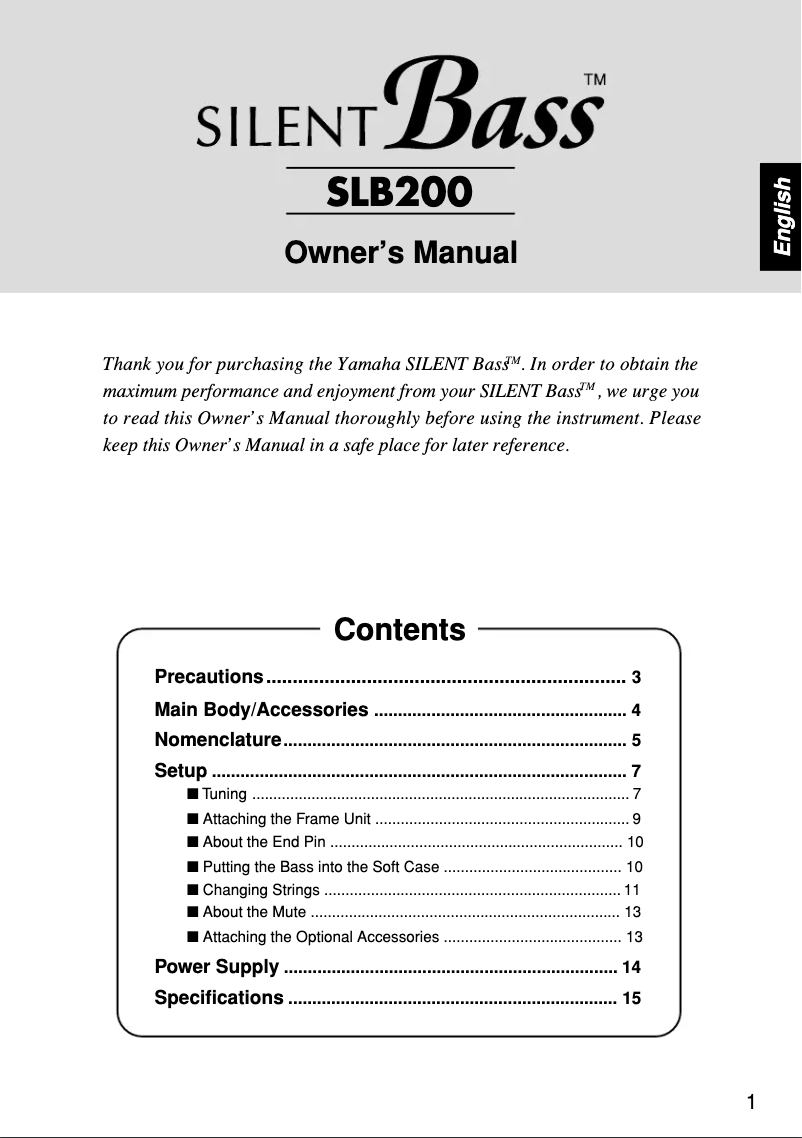 Image de la première page du manuel de l'appareil Silent Bass SLB200