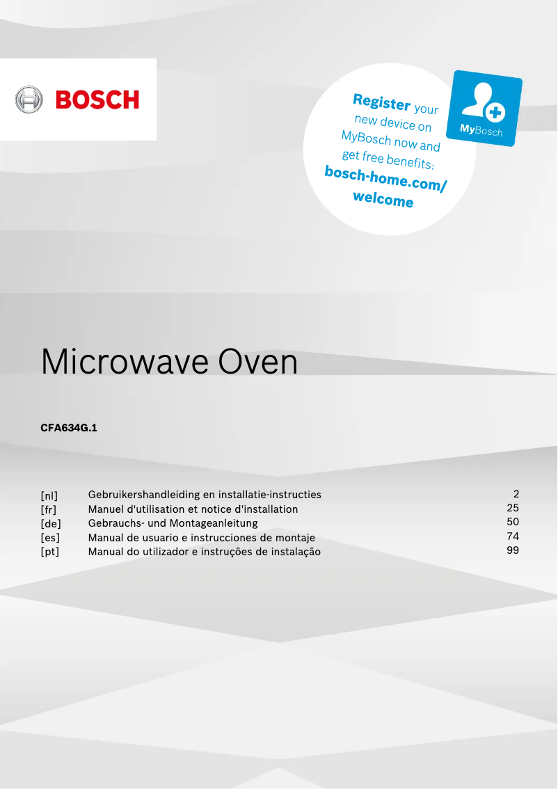 Page 1 de la notice Guide d'installation Bosch CFA634GS1