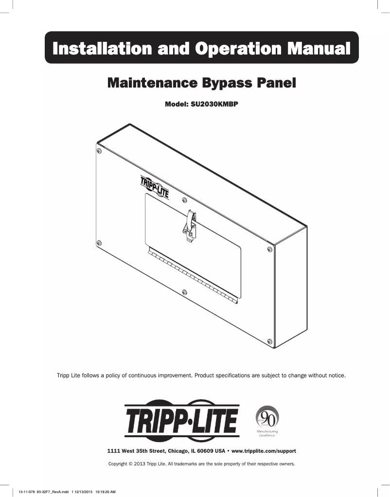 Page n°1 - Manuel utilisateur Tripp Lite SU2030KMBP