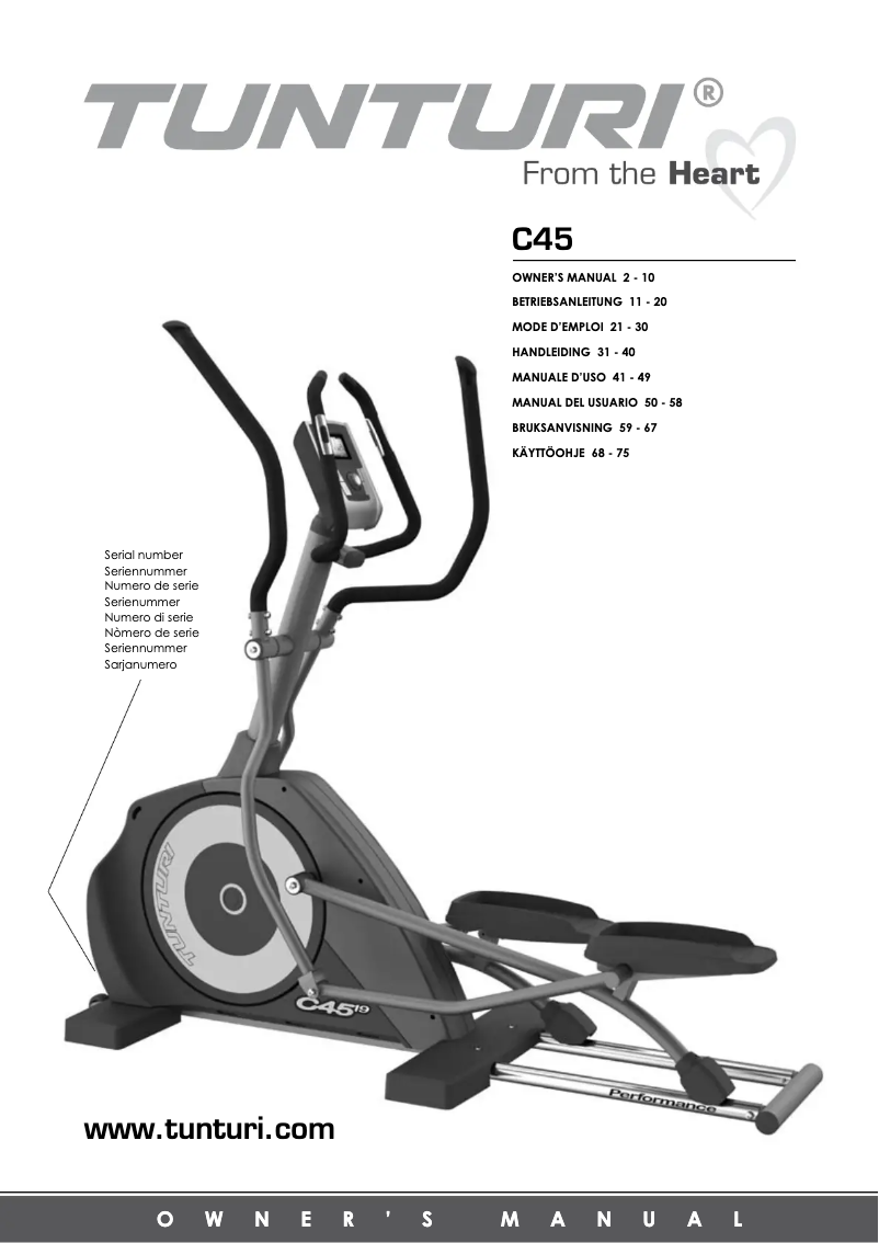 Page n°1 - Manuel utilisateur Tunturi C45