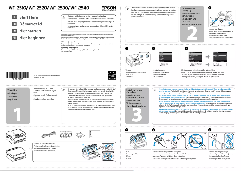 Page n°1 - Guide d'installation Epson WorkForce WF-2540WF