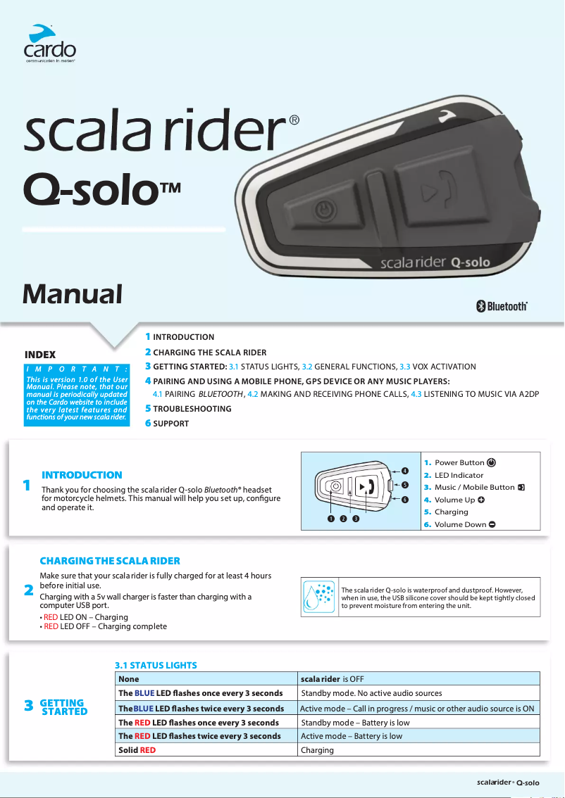 Page n°1 - Manuel utilisateur Cardo Scala Rider Q-solo