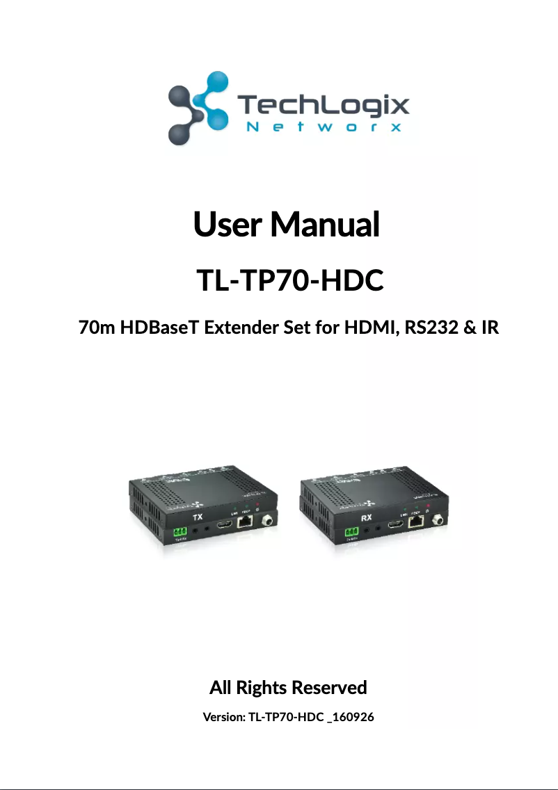 Page 1 de la notice Manuel utilisateur TechLogix Networx TL-TP70-HDC