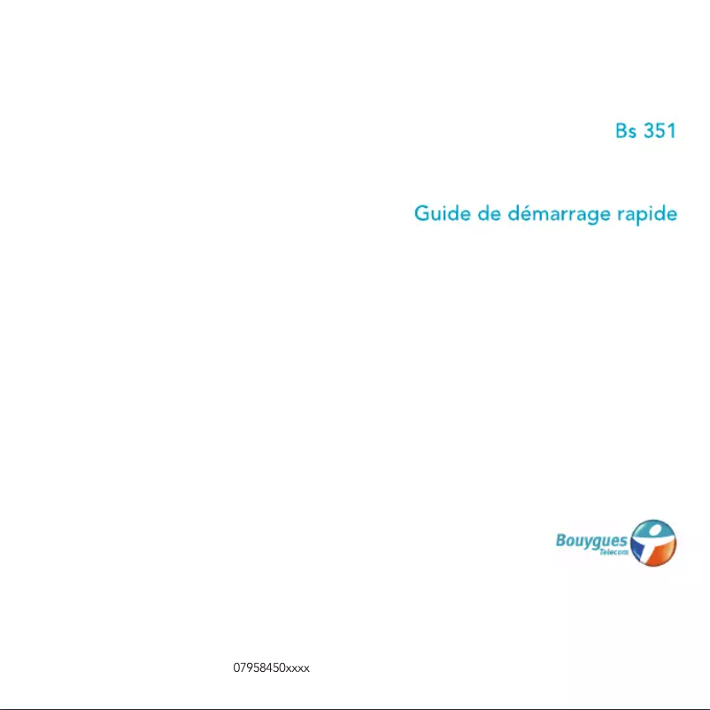 Page n°1 - Manuel utilisateur Bouygues BS-351