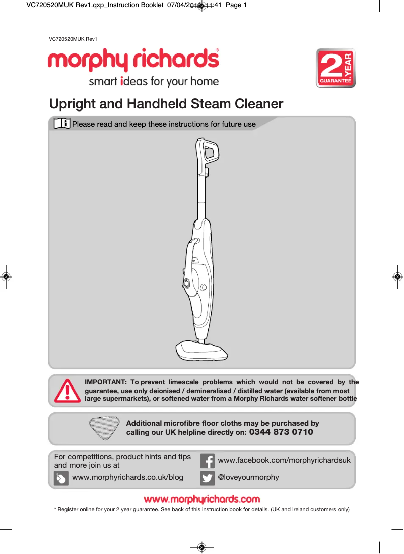 Página 1 del manual Manual de usuario Morphy Richards Supersteam Pro 720520