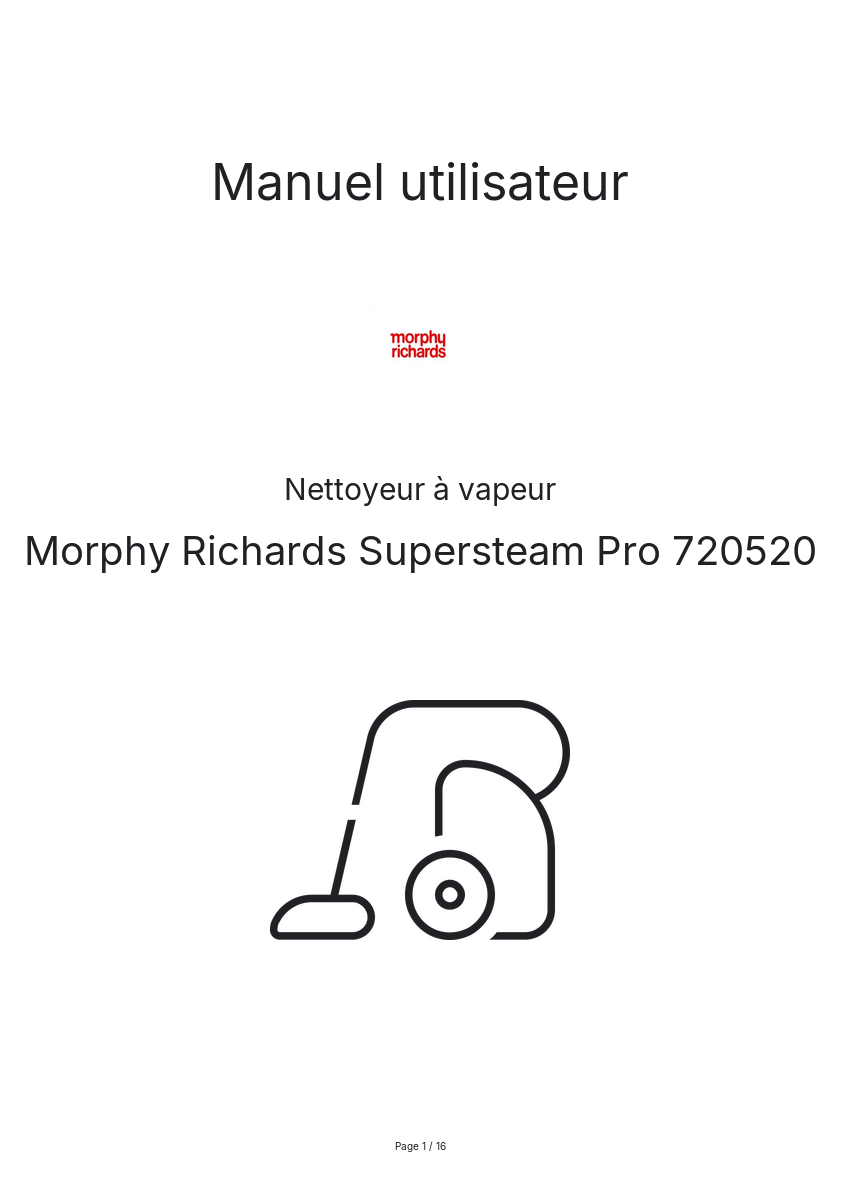 Image de la première page du manuel de l'appareil Supersteam Pro 720520