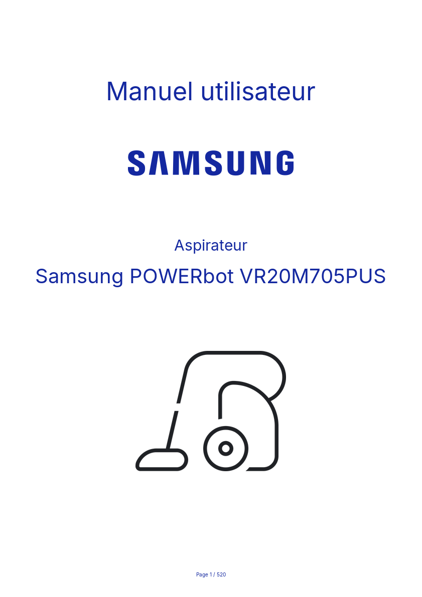 Image de la première page du manuel de l'appareil POWERbot VR20M705PUS