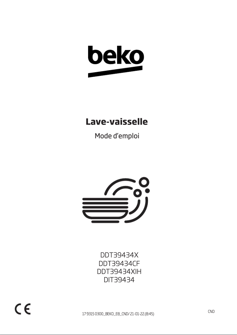 Page 1 de la notice Manuel utilisateur Beko DDT39434X