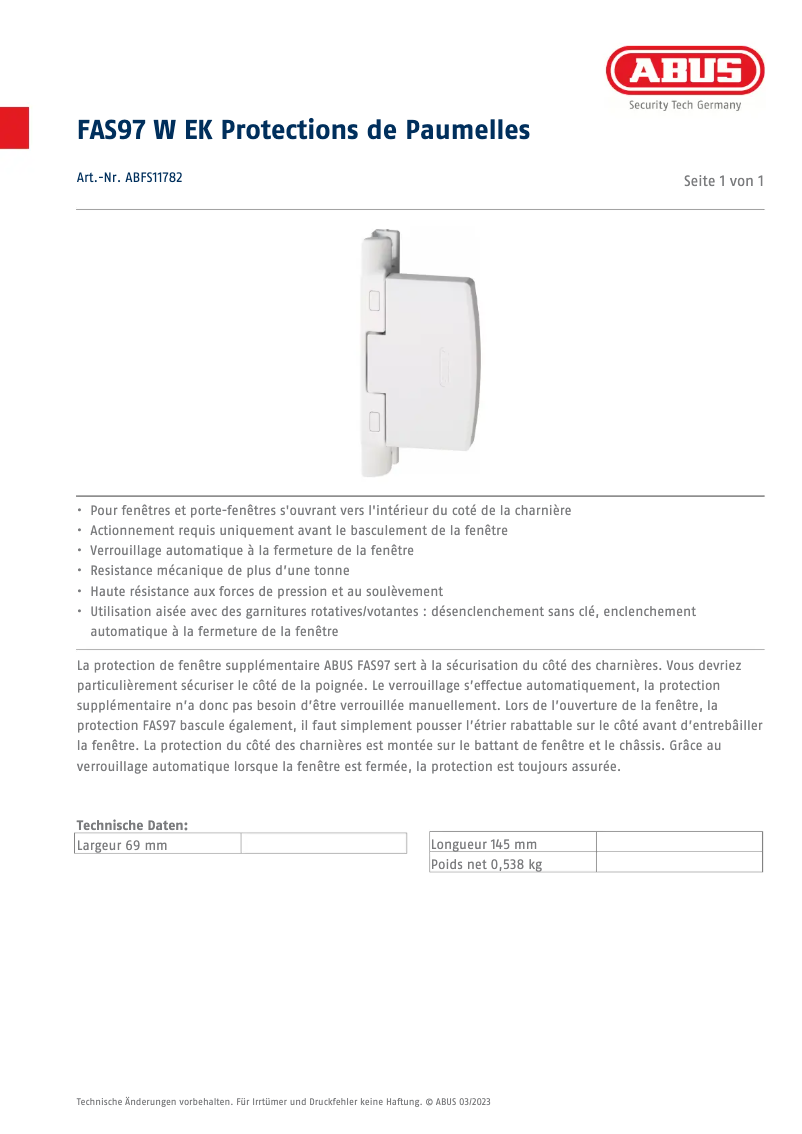 Image de la première page du manuel de l'appareil ABFS11782