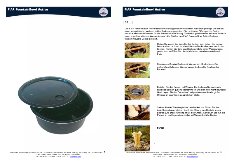 Image de la première page du manuel de l'appareil FountainBowl Active