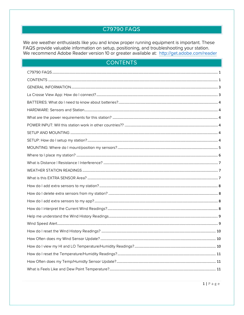 Page n°1 - FAQ La Crosse Technology C79790