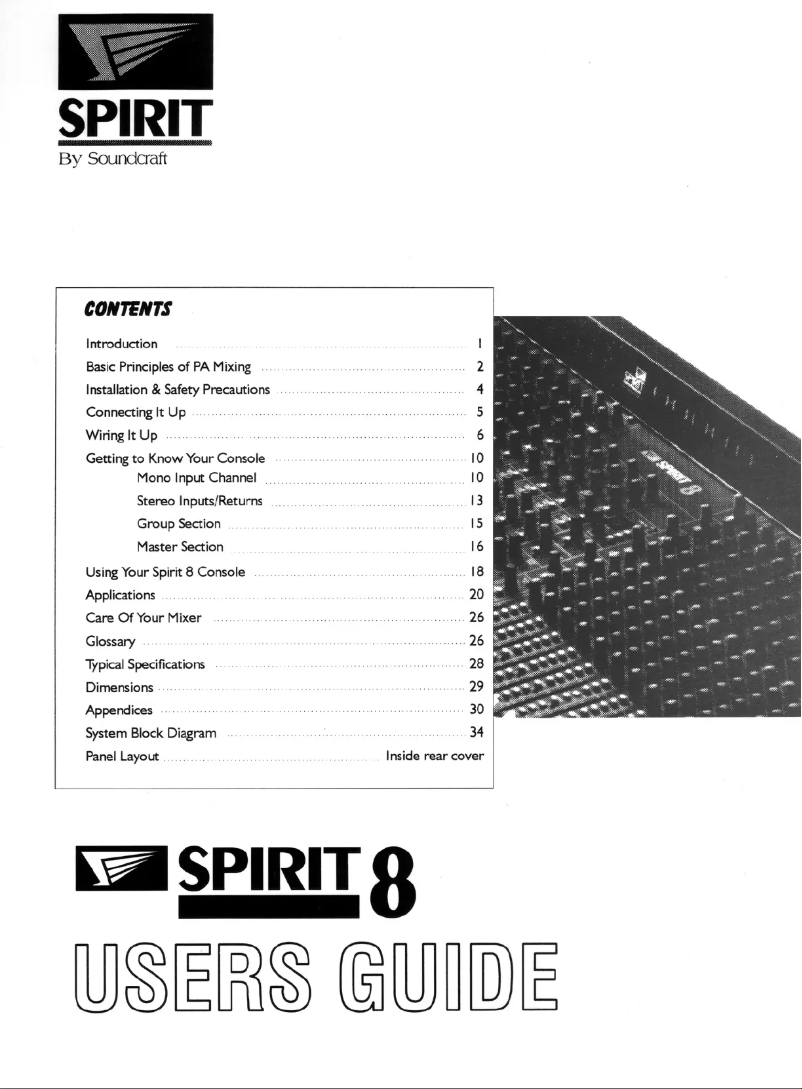 Page n°1 - Manuel utilisateur Soundcraft Spirit 8